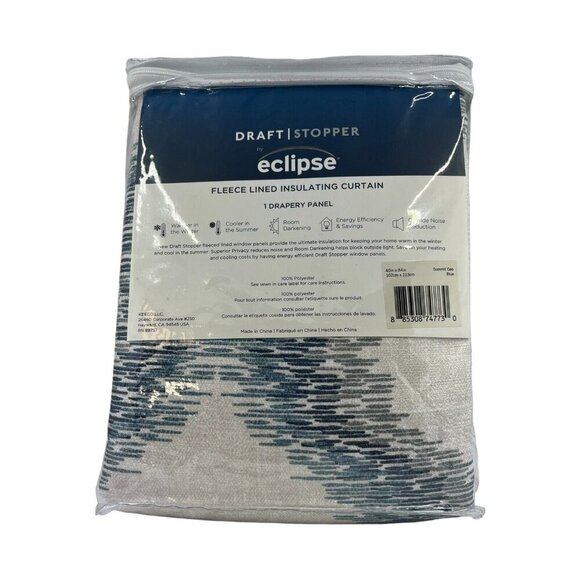 Eclipse Summit Geo Energy Saving Blackout Rod Pocket Blue 1 Curtain Panel 40x84 - Picture 4 of 7